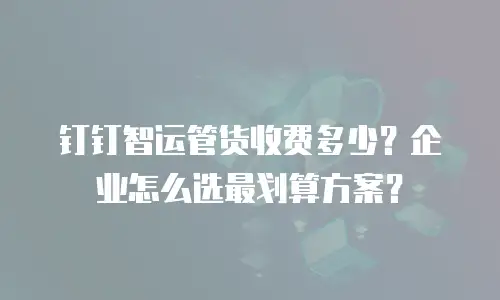 钉钉智运管货收费多少？企业怎么选最划算方案？