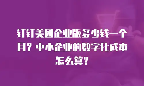 钉钉美团企业版多少钱一个月？中小企业的数字化成本怎么算？