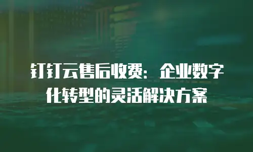 钉钉云售后收费：企业数字化转型的灵活解决方案