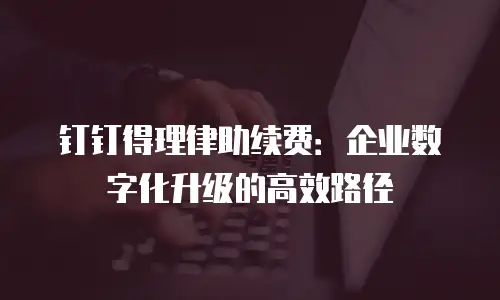 钉钉得理律助续费：企业数字化升级的高效路径