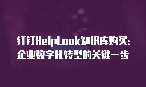 钉钉HelpLook知识库购买：企业数字化转型的关键一步