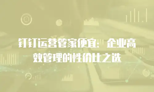 钉钉运营管家便宜：企业高效管理的性价比之选