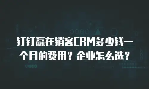 钉钉赢在销客CRM多少钱一个月的费用？企业怎么选？