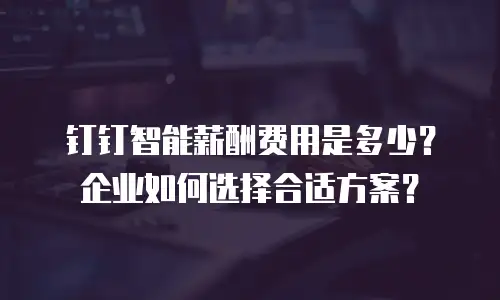 钉钉智能薪酬费用是多少？企业如何选择合适方案？