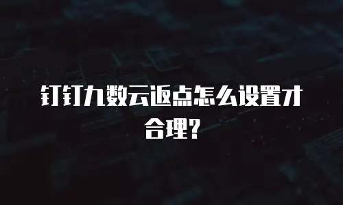 钉钉九数云返点怎么设置才合理？