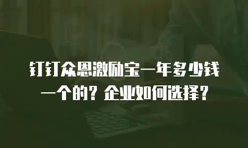 钉钉众恩激励宝一年多少钱一个的？企业如何选择？