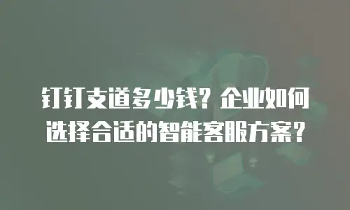 钉钉支道多少钱？企业如何选择合适的智能客服方案？