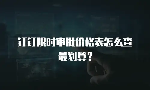 钉钉限时审批价格表怎么查最划算？
