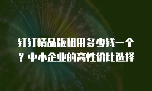 钉钉精品版租用多少钱一个？中小企业的高性价比选择