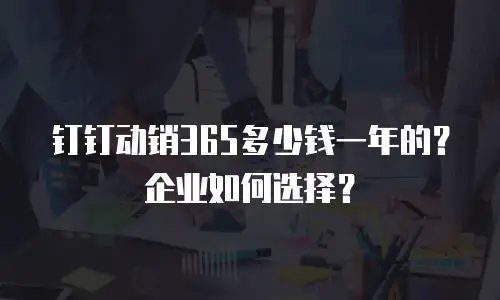 钉钉动销365多少钱一年的？企业如何选择？