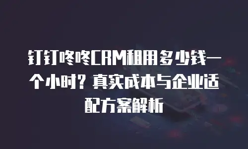 钉钉咚咚CRM租用多少钱一个小时？真实成本与企业适配方案解析