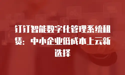 钉钉智能数字化管理系统租赁：中小企业低成本上云新选择