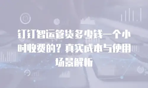 钉钉智运管货多少钱一个小时收费的？真实成本与使用场景解析