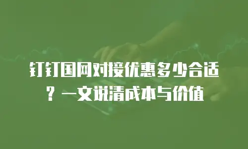 钉钉国网对接优惠多少合适？一文说清成本与价值