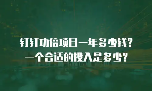 钉钉功倍项目一年多少钱？一个合适的投入是多少？