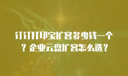 钉钉打印宝扩容多少钱一个？企业云盘扩容怎么选？