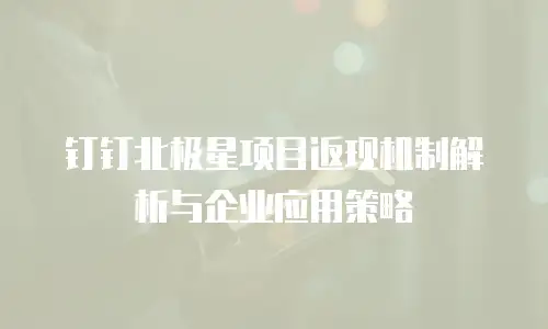钉钉北极星项目返现机制解析与企业应用策略