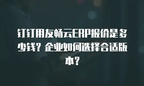 钉钉用友畅云ERP报价是多少钱？企业如何选择合适版本？
