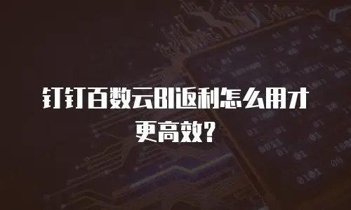 钉钉百数云BI返利怎么用才更高效？
