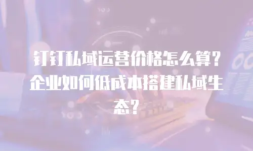 钉钉私域运营价格怎么算？企业如何低成本搭建私域生态？