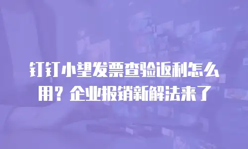钉钉小望发票查验返利怎么用？企业报销新解法来了