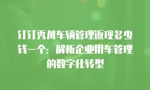 钉钉秀川车辆管理返现多少钱一个：解析企业用车管理的数字化转型