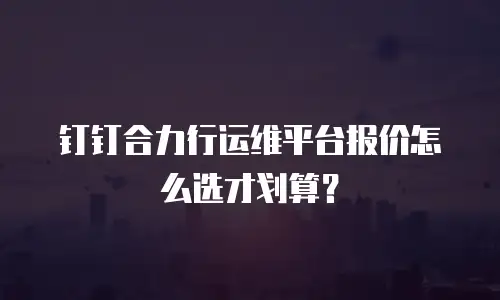 钉钉合力行运维平台报价怎么选才划算？