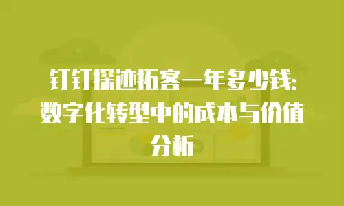 钉钉探迹拓客一年多少钱：数字化转型中的成本与价值分析