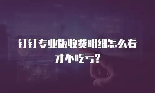 钉钉专业版收费明细怎么看才不吃亏？