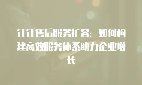 钉钉售后服务扩容：如何构建高效服务体系助力企业增长