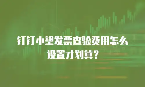 钉钉小望发票查验费用怎么设置才划算？