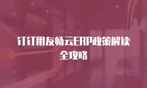 钉钉用友畅云ERP政策解读全攻略
