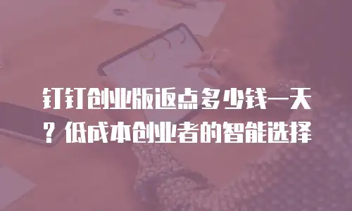 钉钉创业版返点多少钱一天？低成本创业者的智能选择