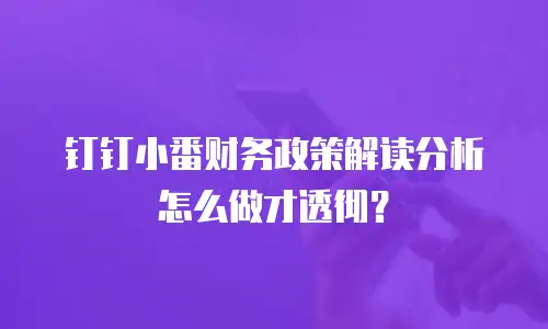 钉钉小番财务政策解读分析怎么做才透彻？