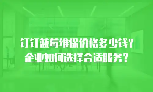 钉钉蓝莓维保价格多少钱？企业如何选择合适服务？