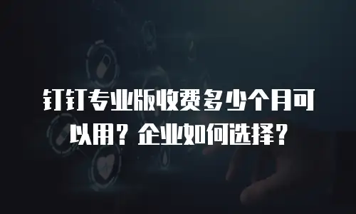 钉钉专业版收费多少个月可以用？企业如何选择？