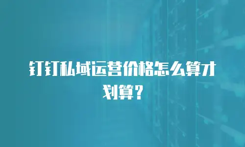 钉钉私域运营价格怎么算才划算？