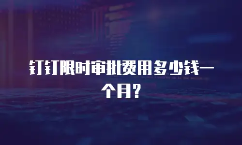 钉钉限时审批费用多少钱一个月？