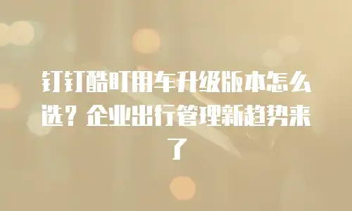 钉钉酷盯用车升级版本怎么选？企业出行管理新趋势来了
