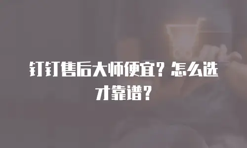 钉钉售后大师便宜？怎么选才靠谱？
