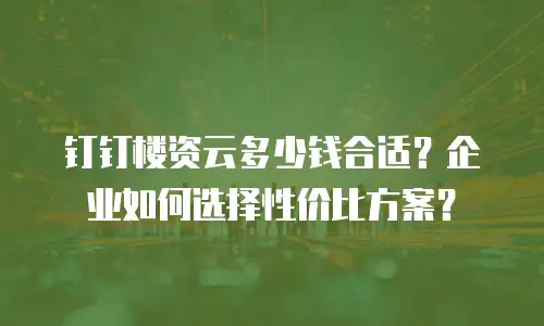 钉钉楼资云多少钱合适？企业如何选择性价比方案？