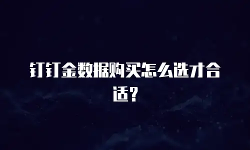 钉钉金数据购买怎么选才合适？