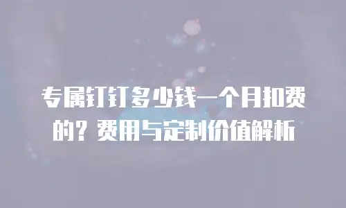 专属钉钉多少钱一个月扣费的？费用与定制价值解析