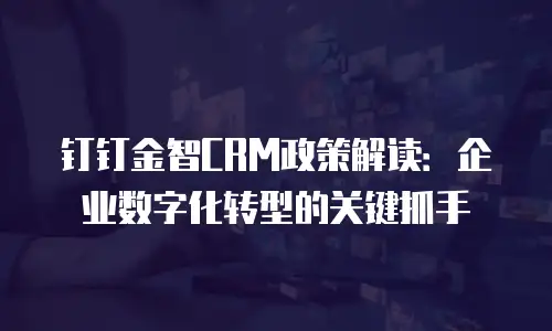 钉钉金智CRM政策解读：企业数字化转型的关键抓手