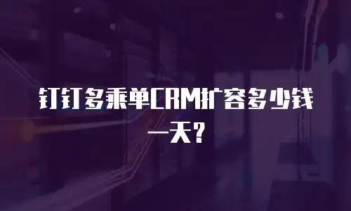 钉钉多乘单CRM扩容多少钱一天？