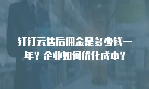 钉钉云售后佣金是多少钱一年？企业如何优化成本？