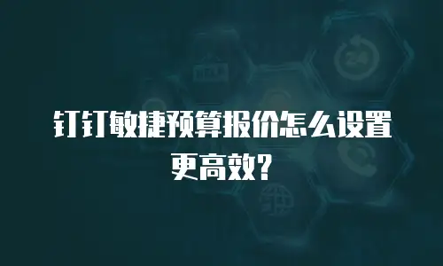 钉钉敏捷预算报价怎么设置更高效？