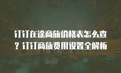 钉钉在途商旅价格表怎么查？钉钉商旅费用设置全解析
