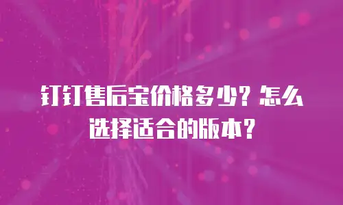 钉钉售后宝价格多少？怎么选择适合的版本？