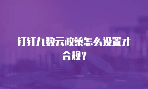 钉钉九数云政策怎么设置才合规？